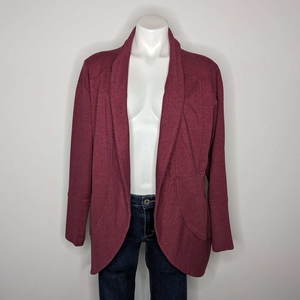 Eddie Bauer maroon Camp Fleece Wrap Cardigan M